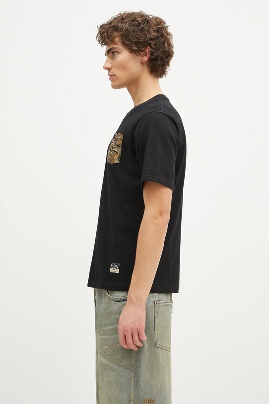 Evisu cotton t-shirt Brocade Pocket & Seagull Emb 2EAHTM4TS7067 black AW24