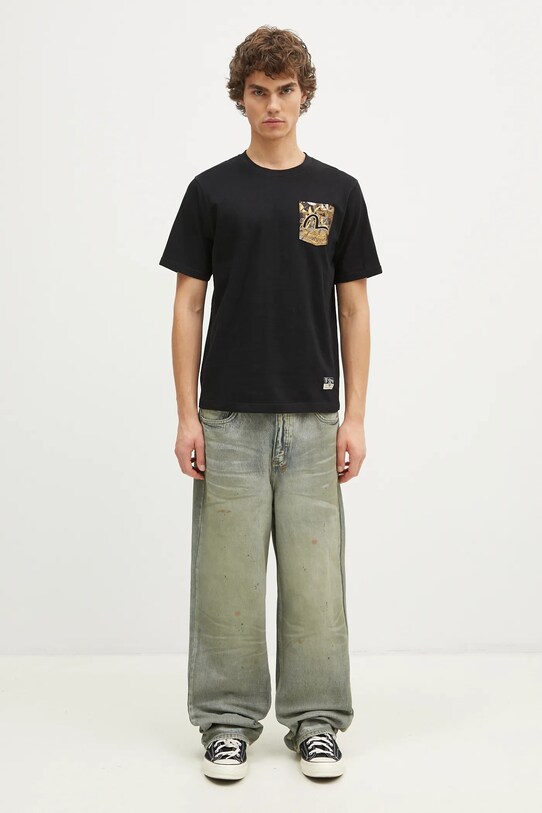 Evisu cotton t-shirt Brocade Pocket & Seagull Emb 2EAHTM4TS7067 black