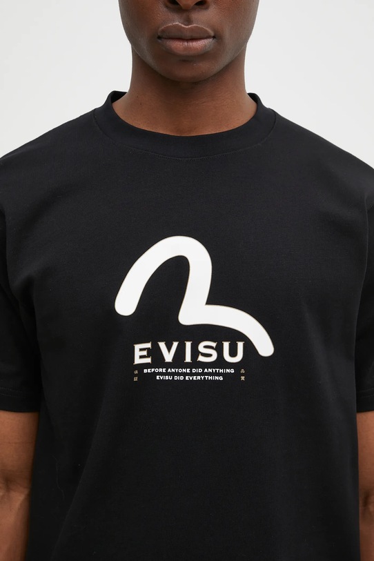 Ρούχα Βαμβακερό μπλουζάκι Evisu Seagull & Evisu Print 2EAHTM4TS7070 μαύρο