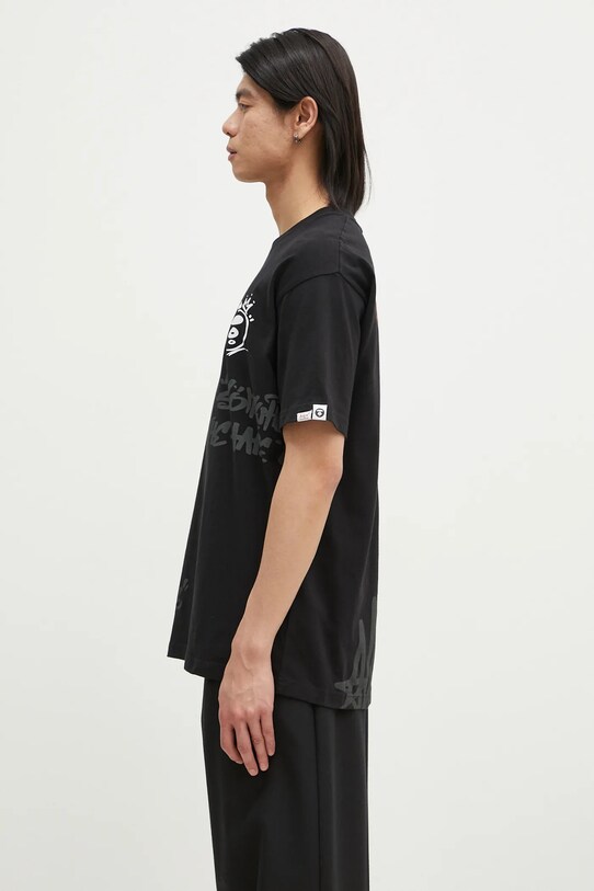AAPE tricou din bumbac Theme AAPTEM1425XXM negru AW24