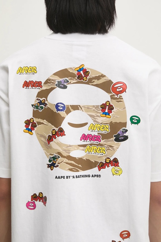 Βαμβακερό μπλουζάκι AAPE Theme λευκό AAPTEM1499XXM