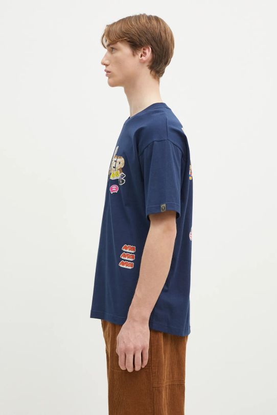 AAPE cotton t-shirt Theme AAPTEM1499XXM navy AW24