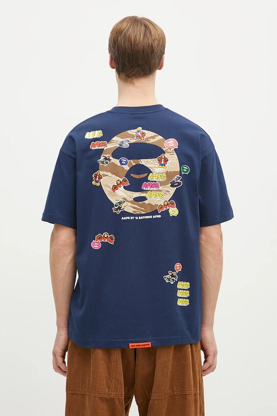 Дрехи Памучна тениска AAPE Theme AAPTEM1499XXM тъмносин