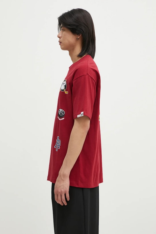 Βαμβακερό μπλουζάκι AAPE Theme Main AAPTEM1550XXN μπορντό AW24