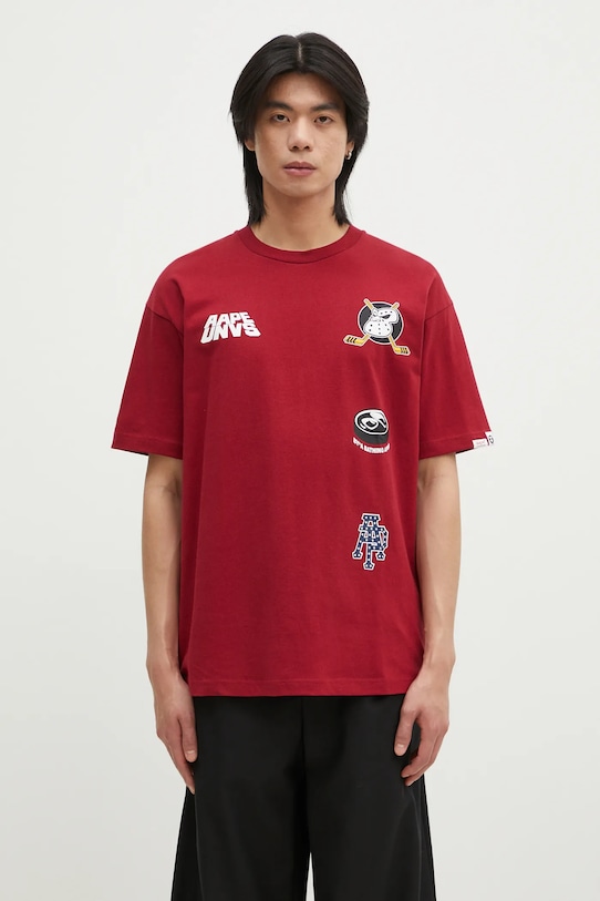Одежда Хлопковая футболка AAPE Theme Main AAPTEM1550XXN бордо