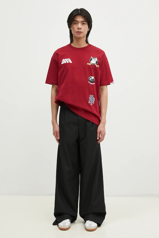 Хлопковая футболка AAPE Theme Main бордо AAPTEM1550XXN