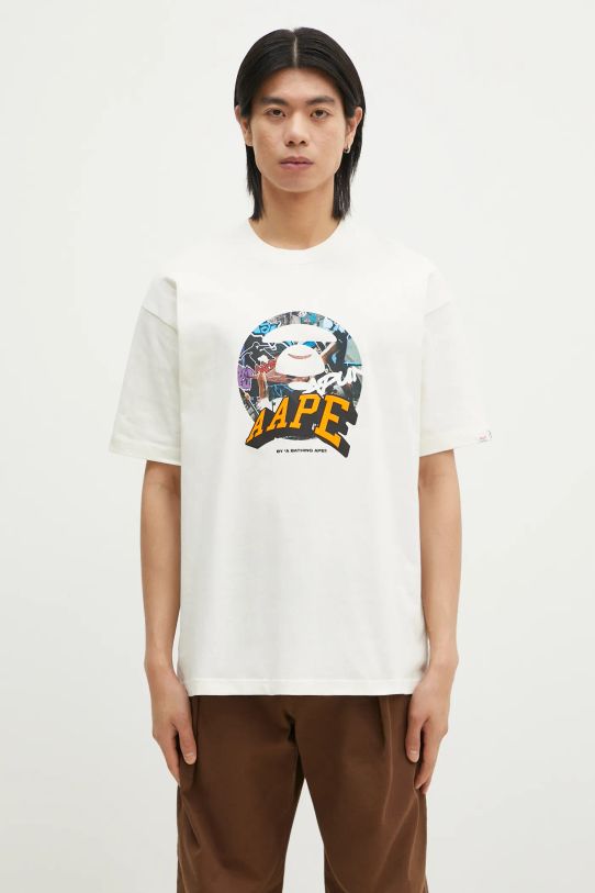 AAPE t-shirt in cotone Theme Main regolare beige AAPTEM1551XXN