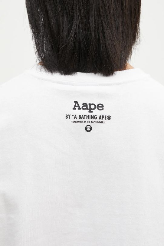 Βαμβακερό μπλουζάκι AAPE Moon Face Logo λευκό AAPTEM1561XXN