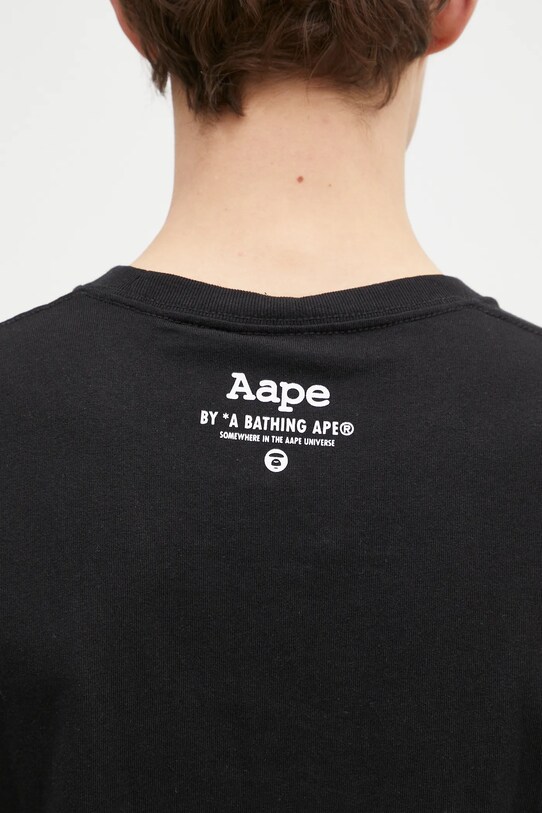 Pamučna majica AAPE Moon Face Logo crna AAPTEM1561XXN