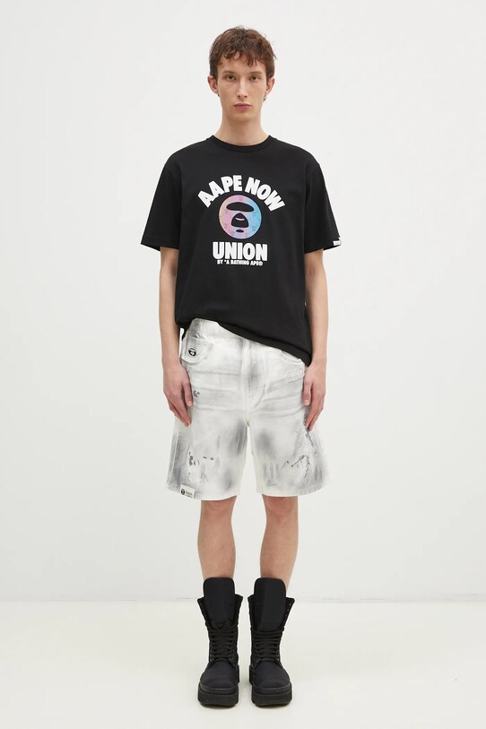 Pamučna majica AAPE Moon Face Logo AAPTEM1561XXN crna