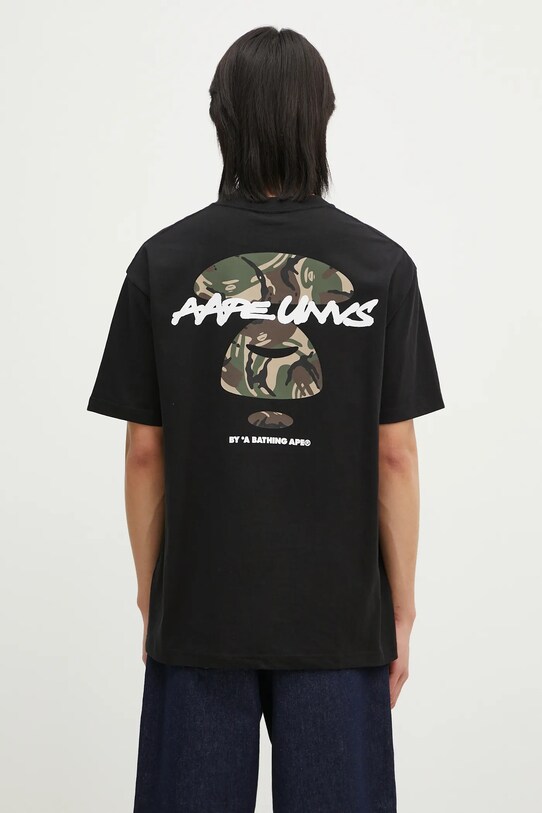 Одежда Хлопковая футболка AAPE Moon Face Logo AAPTEM1564XXN чёрный