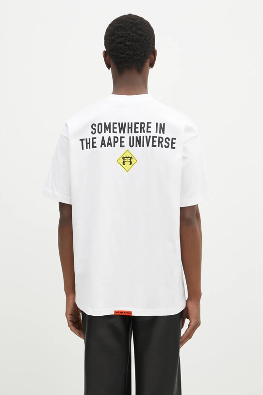 Clothing AAPE cotton t-shirt Aaper Universe AAPTEM1573XXN white