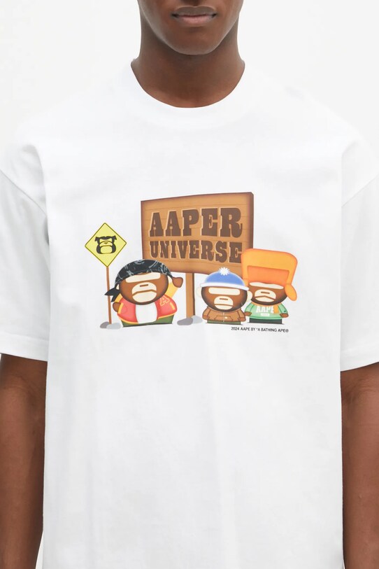 AAPE cotton t-shirt Aaper Universe white AAPTEM1573XXN