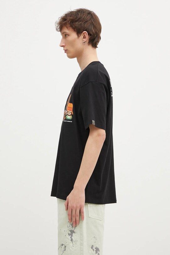 AAPE cotton t-shirt Aaper Universe AAPTEM1573XXN black AW24