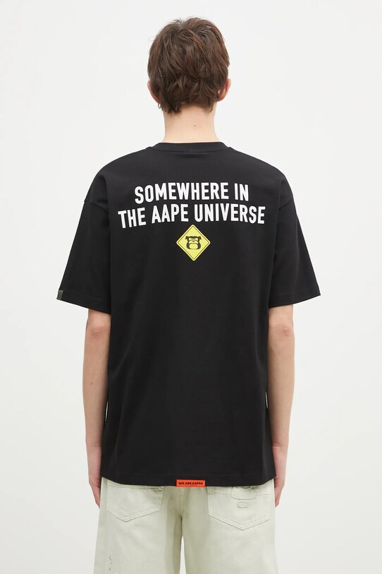 Clothing AAPE cotton t-shirt Aaper Universe AAPTEM1573XXN black