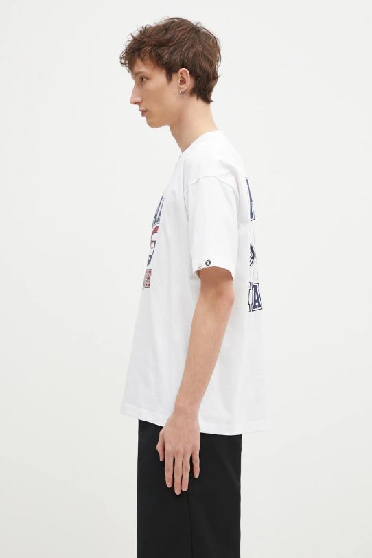 AAPE t-shirt in cotone Moon Face Logo AAPTEM1547XXN bianco AW24