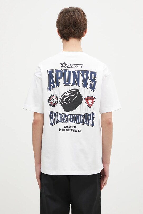 Одяг Бавовняна футболка AAPE Moon Face Logo AAPTEM1547XXN білий