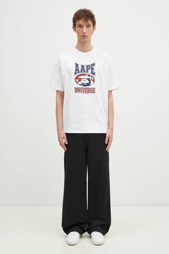 Бавовняна футболка AAPE Moon Face Logo AAPTEM1547XXN білий