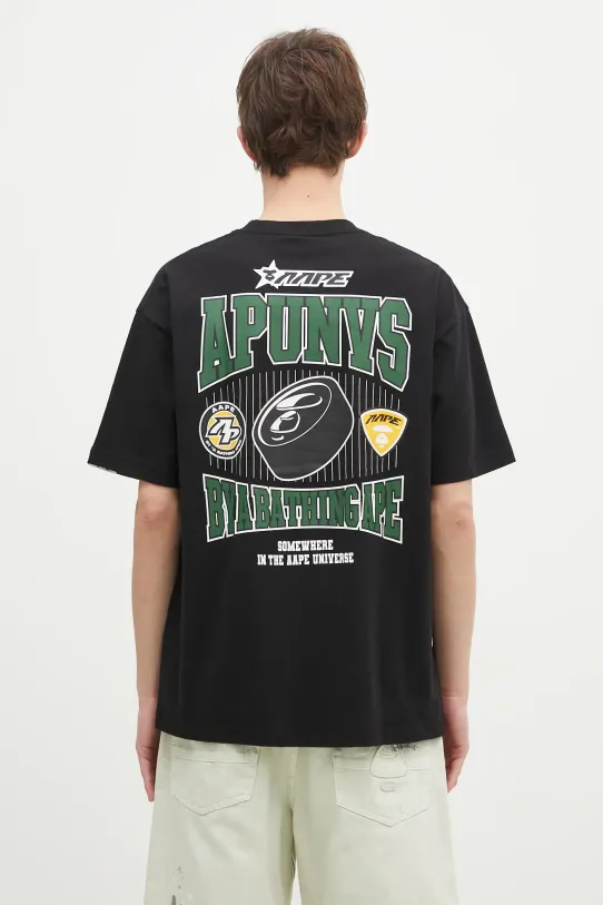 AAPE t-shirt in cotone Moon Face Logo rilassato nero AAPTEM1547XXN