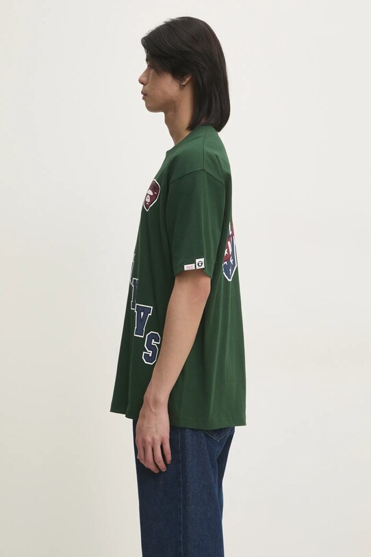 AAPE tricou din bumbac Moon Face Logo AAPTEM1548XXN verde AW24