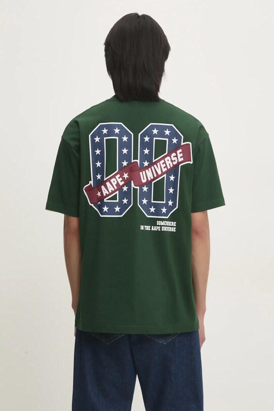 Îmbrăcăminte AAPE tricou din bumbac Moon Face Logo AAPTEM1548XXN verde