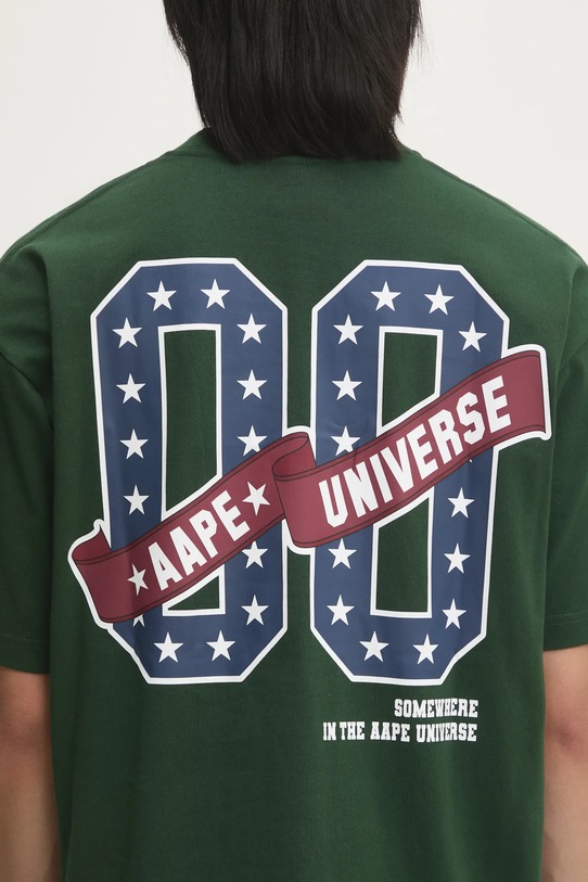 AAPE t-shirt in cotone Moon Face Logo verde AAPTEM1548XXN