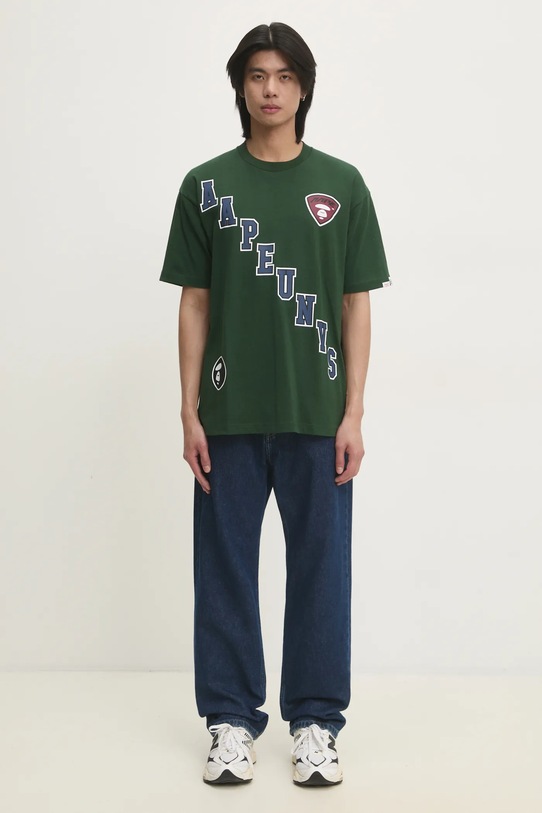 AAPE t-shirt in cotone Moon Face Logo AAPTEM1548XXN verde