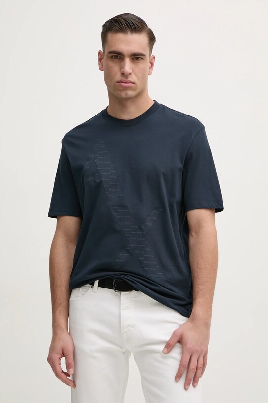 Armani Exchange t-shirt bawełniany regular granatowy 6DZTJK.ZJ3VZ