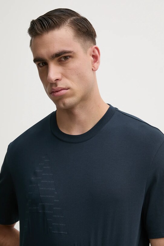 Armani Exchange t-shirt bawełniany granatowy 6DZTJK.ZJ3VZ
