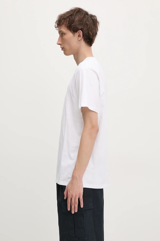 Βαμβακερό μπλουζάκι Wood Wood Ace 30250095 λευκό AW24