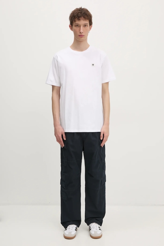 Βαμβακερό μπλουζάκι Wood Wood Ace λευκό 30250095