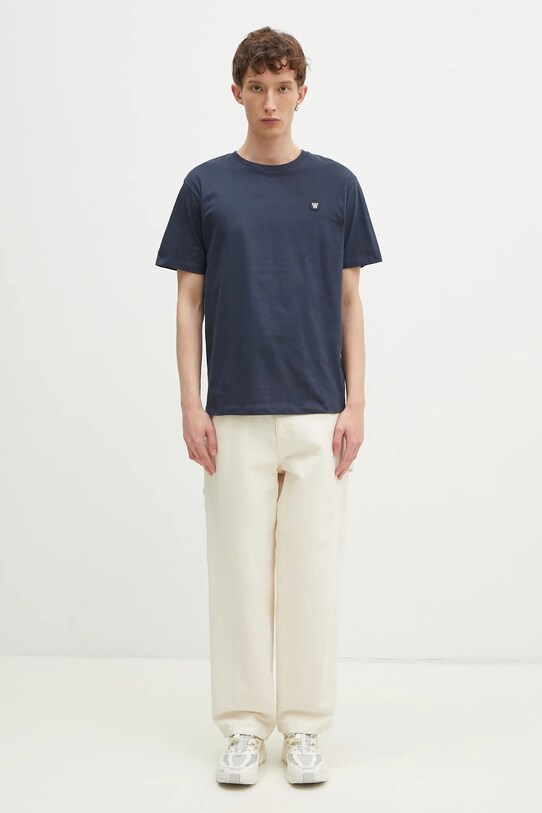 Бавовняна футболка Wood Wood Ace 30250095 темно-синій