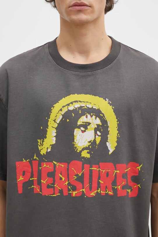 PLEASURES tricou din bumbac Chosen Heavyweight gri P24W033