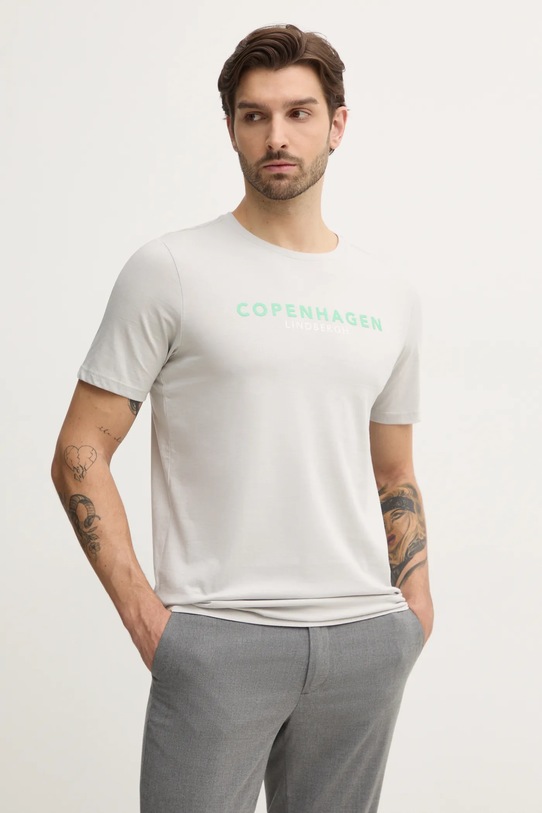 Lindbergh tricou din bumbac print gri 30.400200.soft.grey