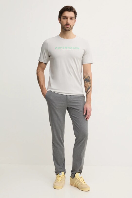 Βαμβακερό μπλουζάκι Lindbergh 30.400200.soft.grey γκρί AW24