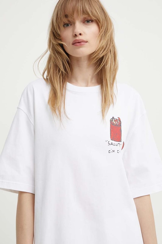 Samsoe Samsoe tricou din bumbac SAGIOTTO print alb U24200007