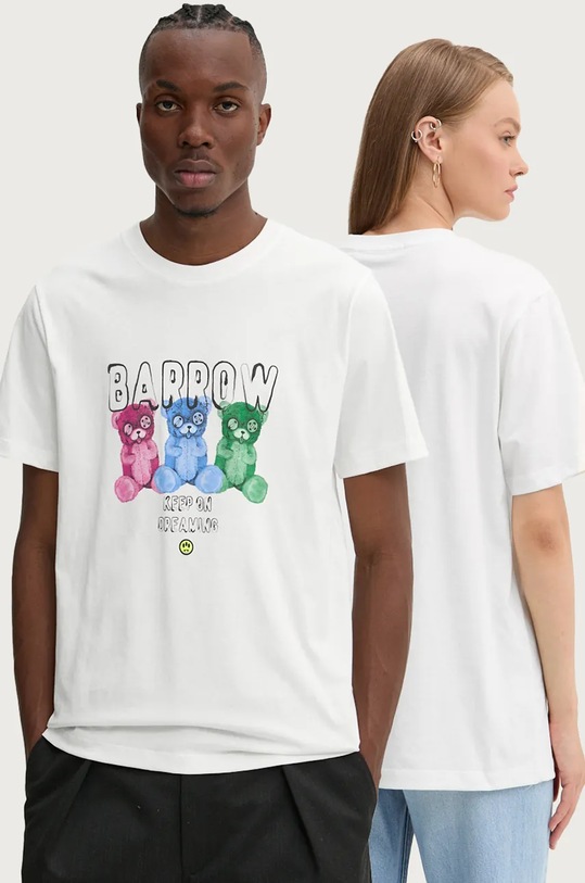 Barrow t-shirt bawełniany nadruk beżowy F4BWUATH061