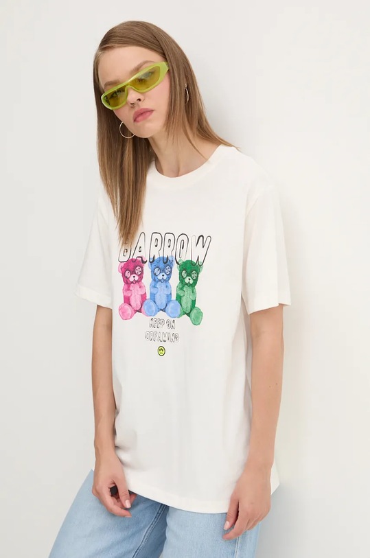 Odzież Barrow t-shirt bawełniany F4BWUATH061 beżowy