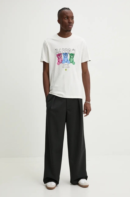 Barrow t-shirt bawełniany beżowy F4BWUATH061