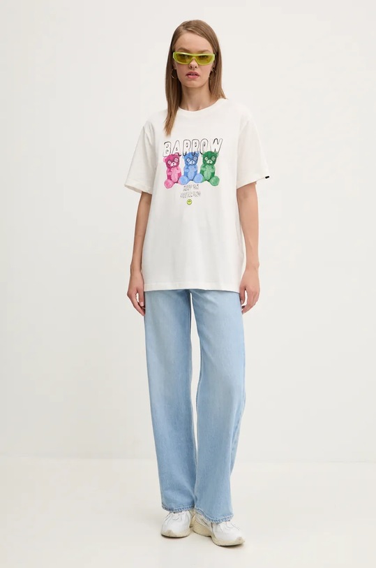 Barrow t-shirt bawełniany F4BWUATH061 beżowy