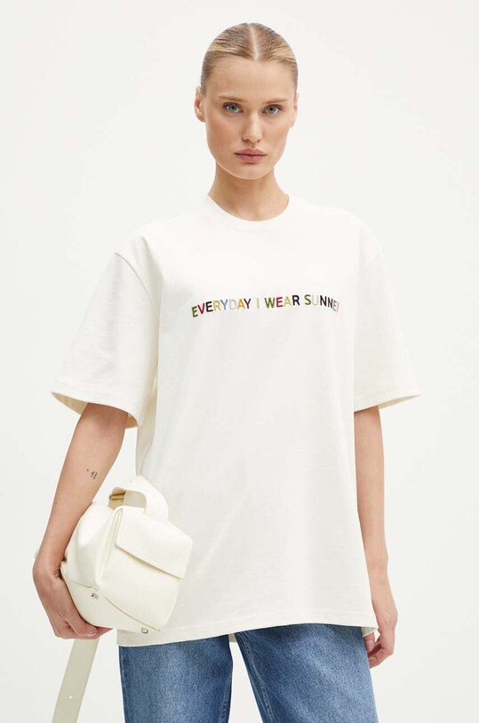 Одежда Хлопковая футболка Sunnei RTWXJER007 бежевый