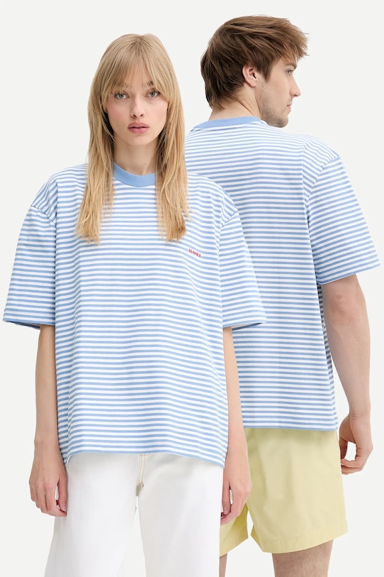 Sunnei t-shirt in cotone a strisce blu RTWXJER001