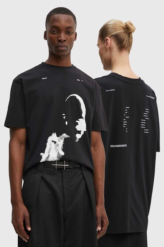 Heliot Emil t-shirt bawełniany nadruk czarny HE.M.09.041.C07