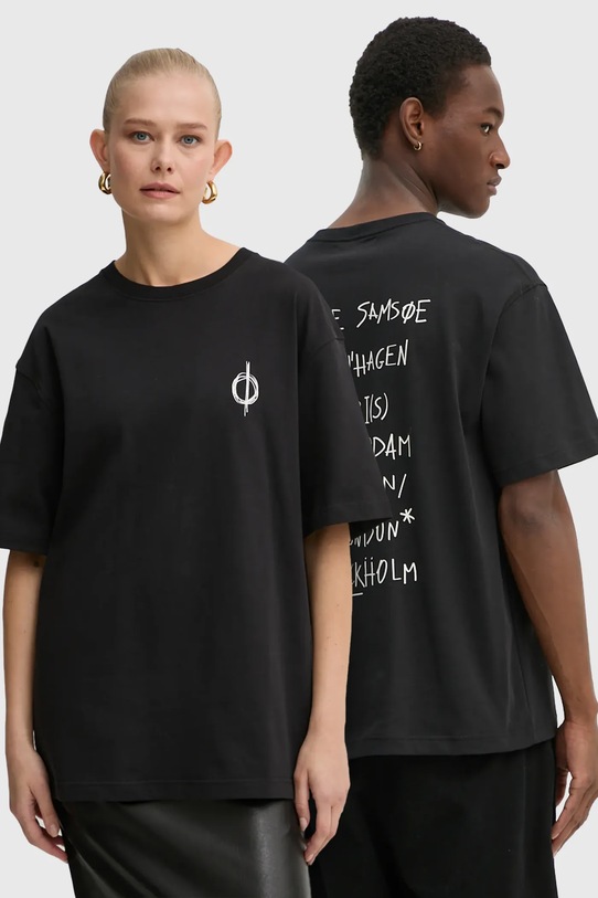 Samsoe Samsoe t-shirt in cotone SACOPENHAGEN rilassato nero U24300006