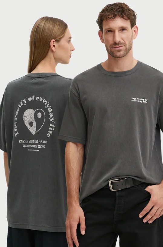 Samsoe Samsoe tricou din bumbac SAPOETRY print gri U24300005