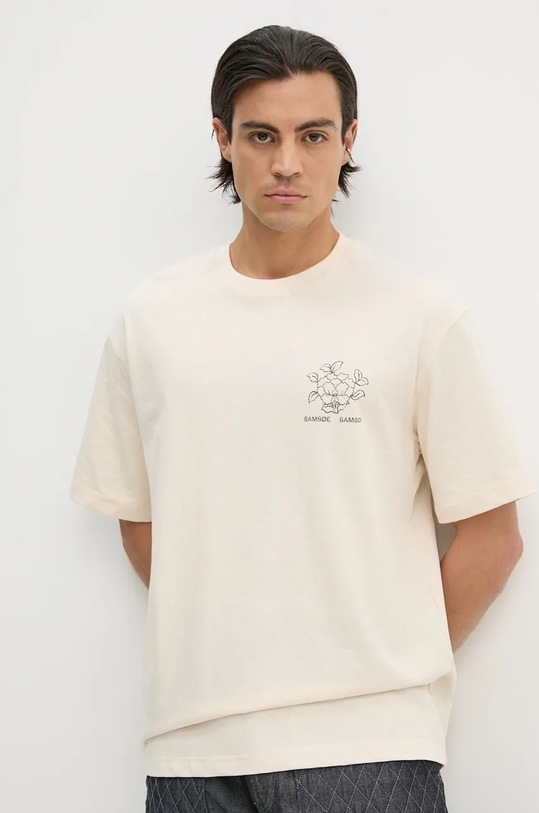 Samsoe Samsoe tricou din bumbac SAPOETRY U24300004 bej AW24