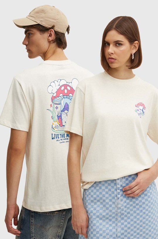 Kaotiko tricou din bumbac print bej AP042.01S.G002