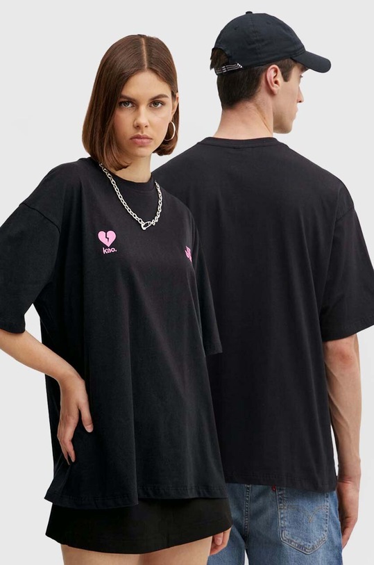 Kaotiko t-shirt bawełniany aplikacja czarny AM097.01.G002