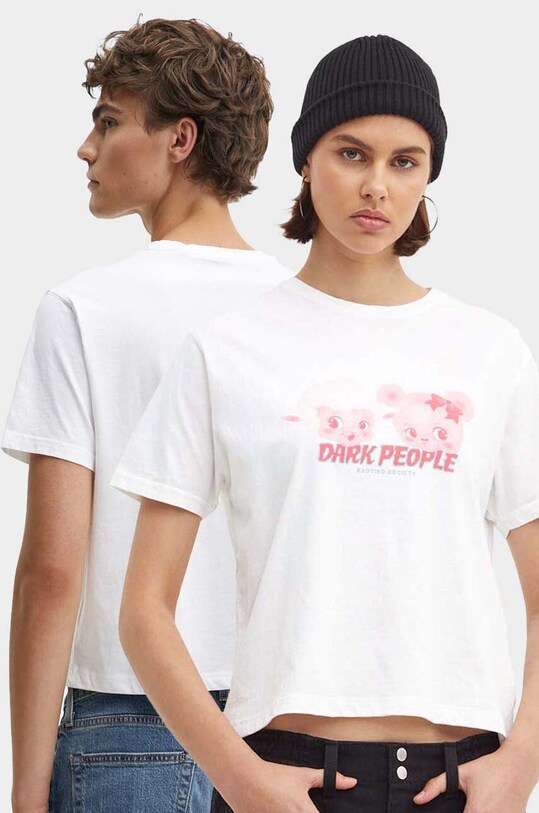 Bavlněné tričko Kaotiko potisk bílá AP017.01.M002