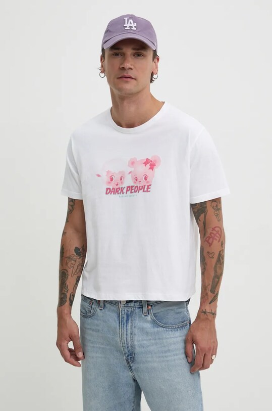 Bavlněné tričko Kaotiko AP017.01.M002 bílá AW24